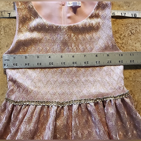 Tahari Pink and Gold Sleeveless Dress Girl's Size 4 - Picture 6 of 11